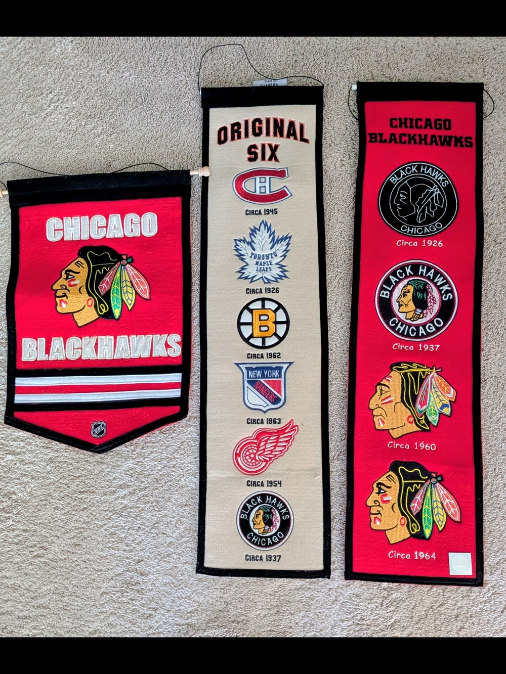 Chicago Blackhawks Felt Banners